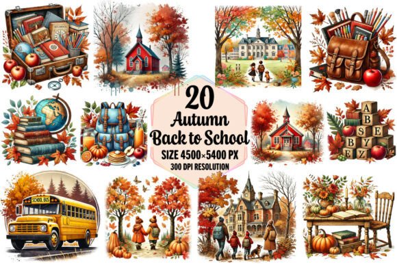 Autumn Back to School Clipart Set: A Versatile Resource for Creative Projects