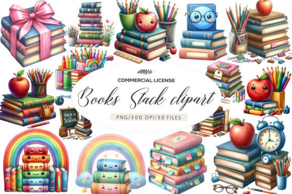 Back to School Books Stack Sublimation