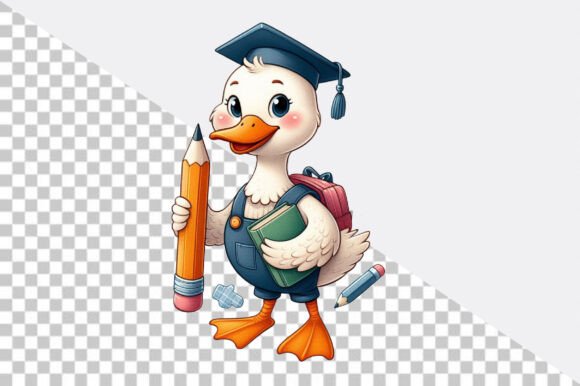 Back to School Cartoon Duck PNG