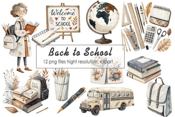 Back to School Clipart Boho Illustration: A Versatile Design Asset for Creative Projects