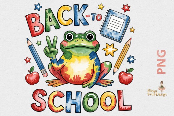 Back to School Frog Clipart Watercolor