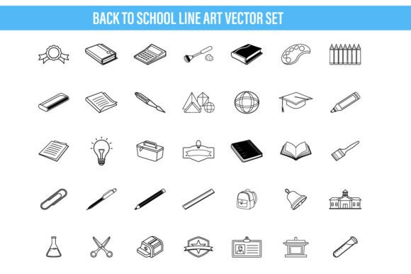 Back to School Line Art Vector Icon Set: A Modern Design Solution for Educators and Creators