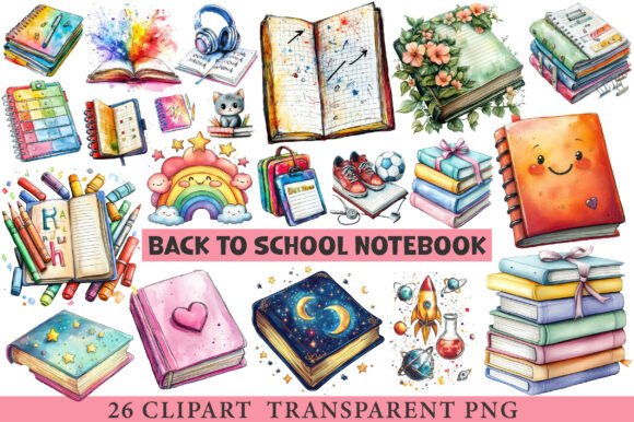 Back to School Notebook Png Bundle for Creative Projects and More