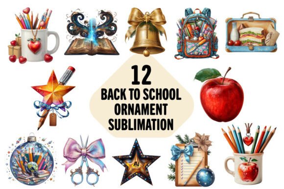 Back to School Ornament Sublimation Bundle: A Digital Resource for Creative Projects