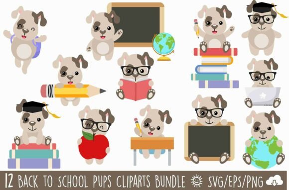 Back to School Pups Clipart Bundle: A Versatile Resource for Creative Projects
