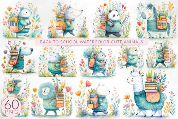 Back to School Woodland Animals Clipart