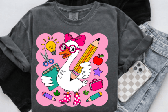 Cute Back to School Goose Clipart PNG