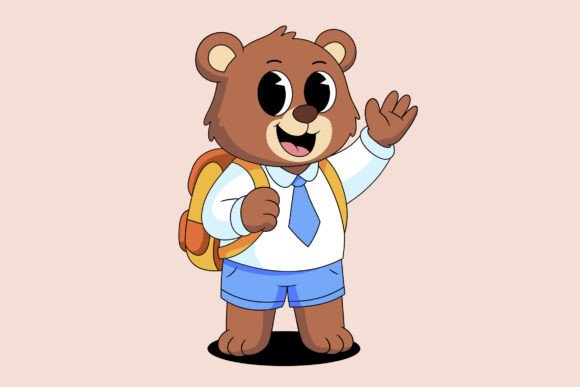 Cute Bear Back to School Cartoon: A Versatile Visual Asset for Creative Projects