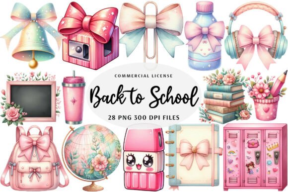 Cute Girly Back to School Clipart Bundle: A Creative Resource for All Your Projects