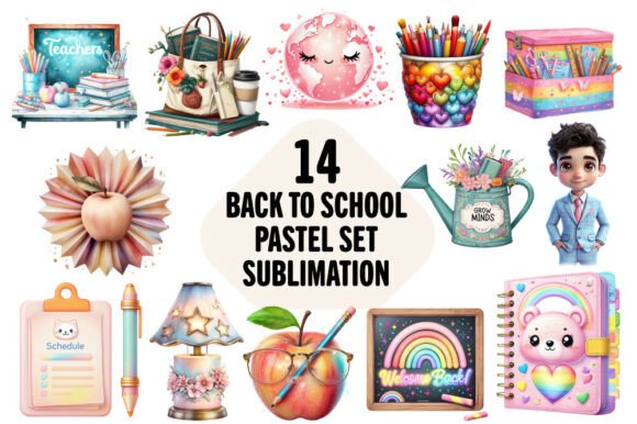Pastel Back to School Sublimation Bundle: A Digital Creative Resource for Educators and Designers