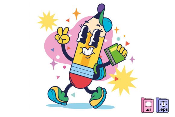 Rubberhose Back to School Pencil: A Versatile Vector Asset for Educational Branding